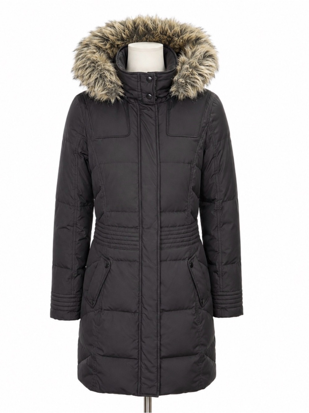 ESPRIT Vintage 80s/90s Goose Down Puffer Coat Brown | Faux Fur Hood | Women's 10